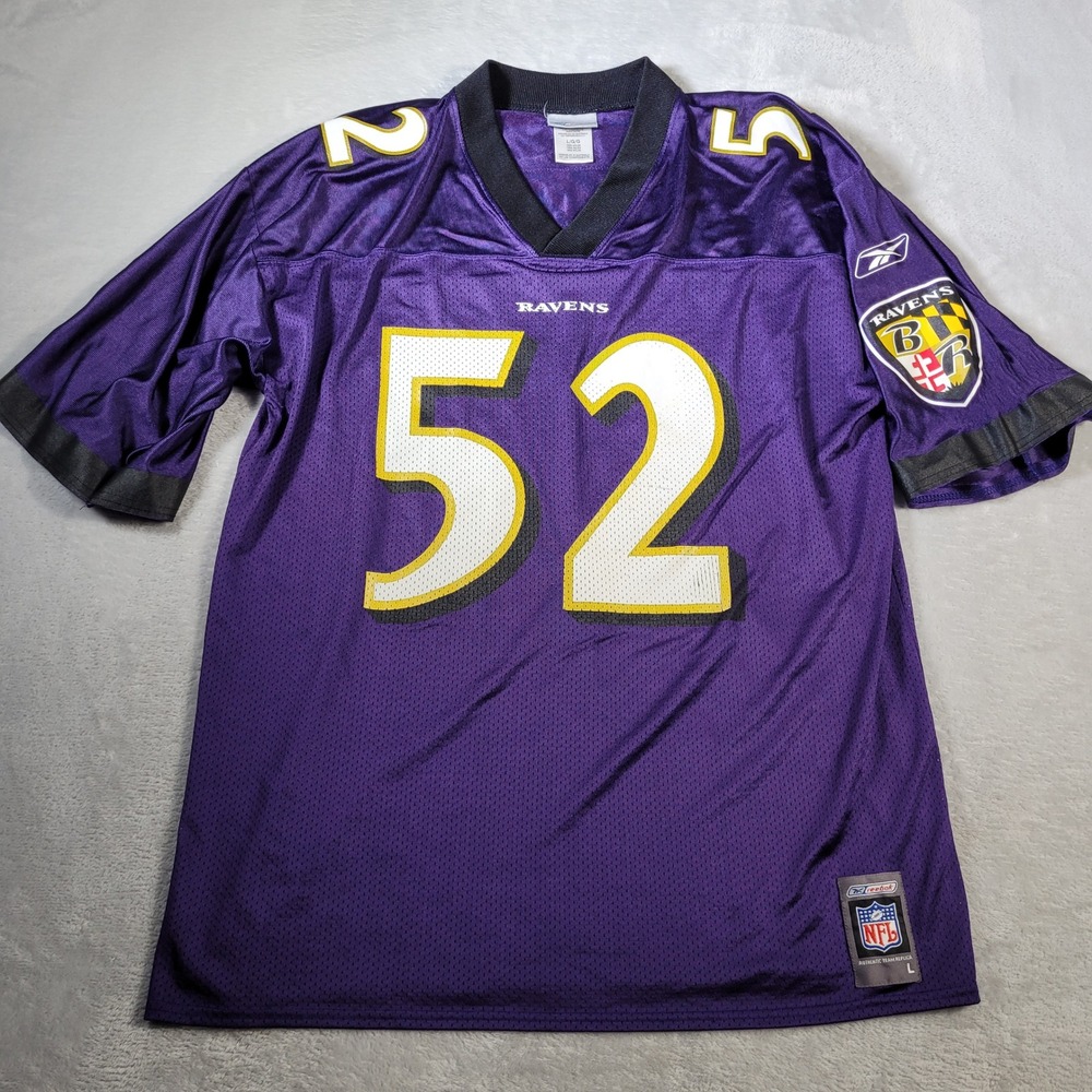 Reebok Ray Lewis Baltimore Ravens Jersey Mens Large Purple NFL Football #52